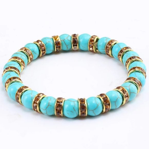 Turquoise Bracelet,Blue Bracelet,Good Luck Bracelet,8mm Beads - Picture 1 of 1